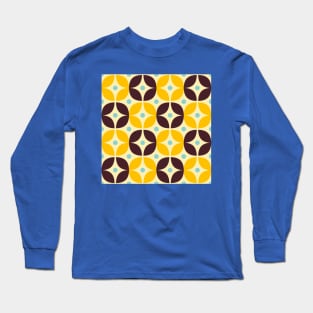 Geometric Pattern: Stylised Flower: Brown/Yellow Long Sleeve T-Shirt